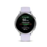 Garmin Venu 4 – 41 mm Silver with Periwinkle Silicone Band