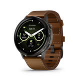 Garmin Venu 4 – 45 mm Slate with Black Silicone Band and Brown Leather Band