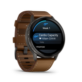 Garmin Venu 4 – 45 mm Slate with Black Silicone Band and Brown Leather Band