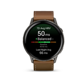 Garmin Venu 4 – 45 mm Slate with Black Silicone Band and Brown Leather Band