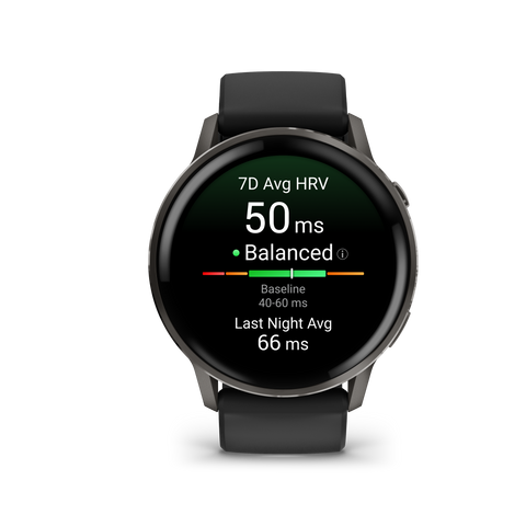 Garmin Venu 4 – 45 mm Slate with Black Silicone Band