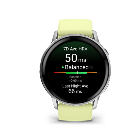 Garmin Venu 4 – 45 mm Silver with Citron Silicone band