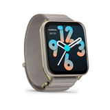 Garmin Venu X1 Soft Gold with Titanium Caseback and French Gray Nylon Band