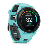Garmin Forerunner 265, Black Bezel with Aqua Case and Aqua/Black Silicone Band