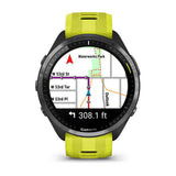 Garmin Forerunner 965, Carbon Gray DLC Titanium Bezel with Black Case and Amp Yellow/Black Silicone Band