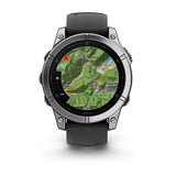 Garmin fenix E, 47 mm, AMOLED, Stainless Steel with Black Silicone Band
