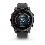 Garmin fenix E, 47 mm, AMOLED, Slate Gray Steel with Black Silicone Band