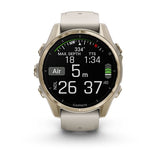 Garmin fenix 8, 43 mm, AMOLED, Sapphire, Soft Gold with Fog Gray/Dark Sandstone Silicone Band