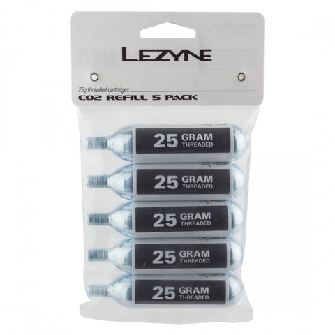 Lezyne, CO² Cartridges, Threaded, 25g, 5 units