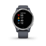 Garmin, Venu, Watch, Watch Color: Black/ Grey, Wristband: Granite Blue - Silicone, 010-02173-01