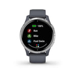 Garmin, Venu, Watch, Watch Color: Black/ Grey, Wristband: Granite Blue - Silicone, 010-02173-01