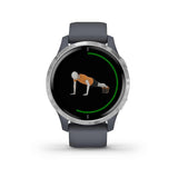Garmin, Venu, Watch, Watch Color: Black/ Grey, Wristband: Granite Blue - Silicone, 010-02173-01
