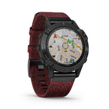 Garmin, fenix 6, Sapphire, Watch, Watch Color: Black, Wristband: Red - Nylon, 010-02158-16