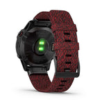 Garmin, fenix 6, Sapphire, Watch, Watch Color: Black, Wristband: Red - Nylon, 010-02158-16