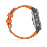 Garmin, fenix 6, Sapphire, Watch, Watch Color: Grey, Wristband: Orange - Silicone, 010-02158-13