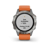 Garmin, fenix 6, Sapphire, Watch, Watch Color: Grey, Wristband: Orange - Silicone, 010-02158-13