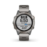 Garmin, fenix 6, Sapphire, Watch, Watch Color: Black, Wristband: Grey - Titanium, 010-02158-22