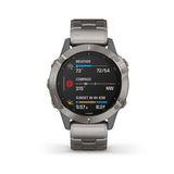 Garmin, fenix 6, Sapphire, Watch, Watch Color: Black, Wristband: Grey - Titanium, 010-02158-22