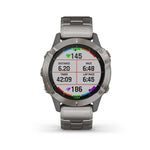 Garmin, fenix 6, Sapphire, Watch, Watch Color: Black, Wristband: Grey - Titanium, 010-02158-22