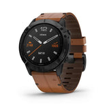 Garmin, fenix 6X, Sapphire, Watch, Watch Color: Black, Wristband: Brown - Leather, 010-02157-13