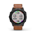 Garmin, fenix 6X, Sapphire, Watch, Watch Color: Black, Wristband: Brown - Leather, 010-02157-13