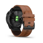 Garmin, fenix 6X, Sapphire, Watch, Watch Color: Black, Wristband: Brown - Leather, 010-02157-13