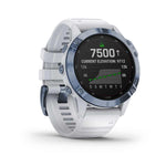 Garmin, fenix 6 Pro Solar, Watch, Watch Color: Mineral Blue, Wristband: White - Silicone, 010-02410-18