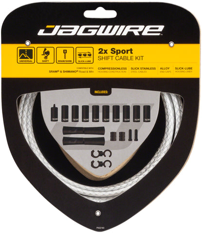 Jagwire 2x Sport Shift Cable Kit SRAM/Shimano Braided White