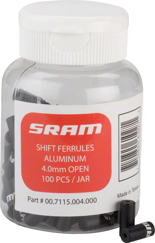 SRAM Shift Cable Housing Ferrules 4mm Open Black 100-count Jar