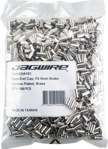 Jagwire 5mm Open PreCrimped End Caps Refill Bag of 1000 Chrome Plated