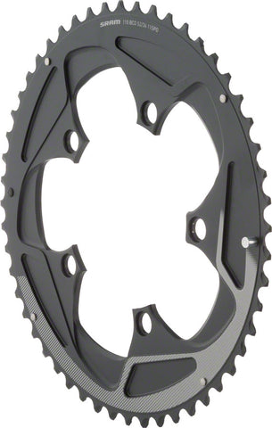 SRAM 52 Tooth 11Speed 110mm BCD Yaw Chainring Black with Silver Trim Use