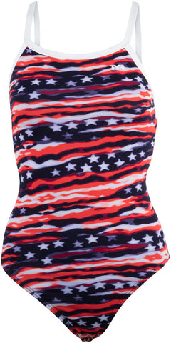 TYR WoMen's All American Diamondfit Swimsuit Red/White/Blue