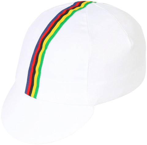 Pace Sportswear Traditional Cycling Cap - White/World Champion Stripe XL