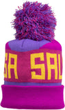 Salsa Beargrease Pom Beanie Purple Magenta Blue Yellow One
