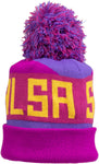 Salsa Beargrease Pom Beanie Purple Magenta Blue Yellow One