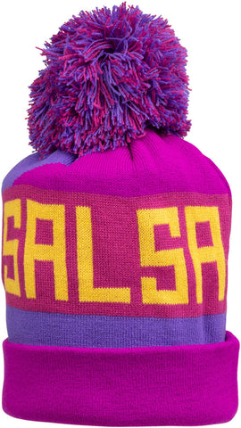 Salsa Beargrease Pom Beanie Purple Magenta Blue Yellow One