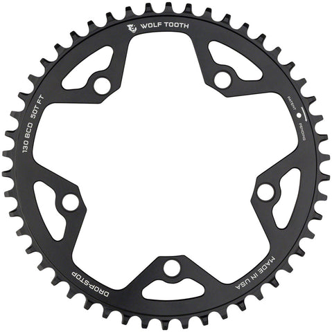 Wolf Tooth 130 BCD Road and Cyclocross Chainring 52t 130 BCD 5Bolt Drop