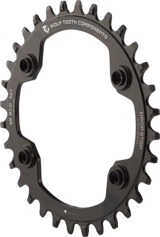 Wolf Tooth 96 BCD Chainring 34t 96 Asymmetric BCD 4Bolt DropStop For