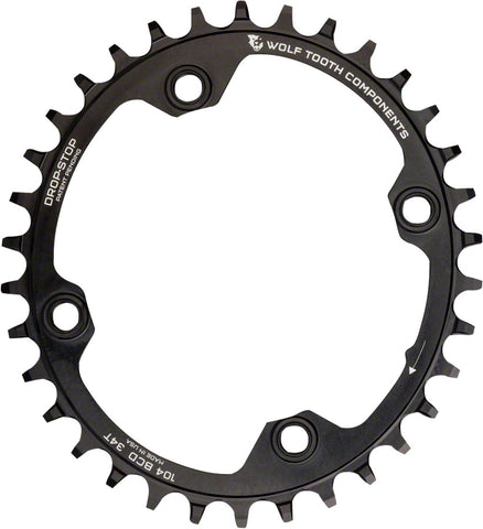 Wolf Tooth Elliptical 104 BCD Chainring 32t 104 BCD 4Bolt DropStop Black