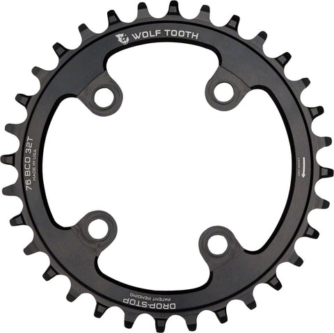 Wolf Tooth 76 BCD Chainring 32t 76 BCD 4Bolt DropStop Compatible with