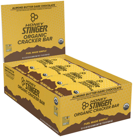 Honey Stinger Cracker N' Nut Butter Snack Bars Almond Butter Dark Chocolate