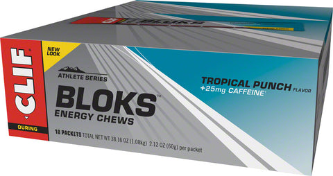 Clif Shot Bloks Tropical Punch with 25mg Caffeine Box of 18