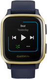 Garmin  Venu Sq – Music Edition Light Gold Aluminum Bezel with Navy Case and Silicone Band 010-02426-02