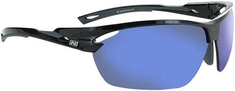 Optic Nerve Tach Sunglasses Shiny Black/GRAY with GRAY Blue Mirror Lens and