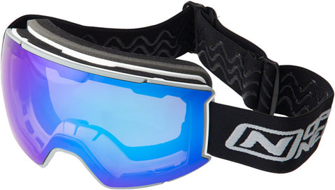 Optic Nerve Wolfcreek Magnetic Goggles - Shiny White Grey Lens Rim Blue Zaio