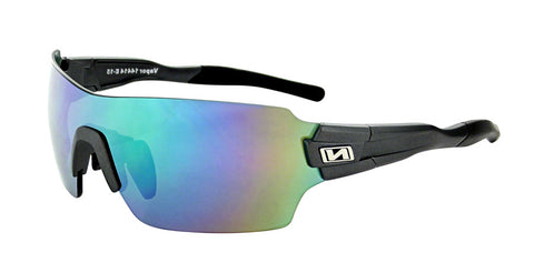 Optic Nerve Vapor Sunglasses Matte Carbon with SMoke Green Mirror Lens and