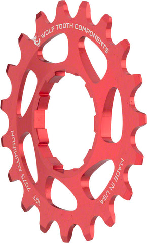 Wolf Tooth Single Speed Aluminum Cog 19T Compatible with 3/32 Chains Red