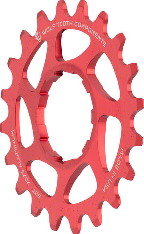 Wolf Tooth Single Speed Aluminum Cog 20T Compatible with 3/32 Chains Red