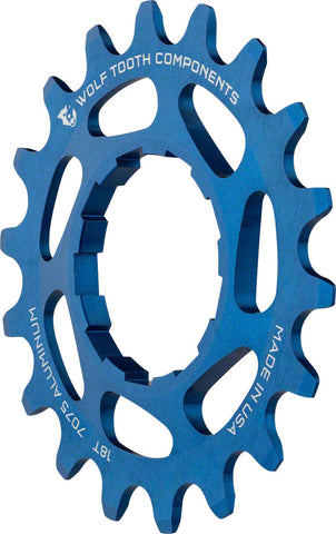 Wolf Tooth Single Speed Aluminum Cog 18T Compatible with 3/32 Chains Blue