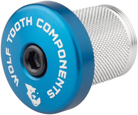 Wolf Tooth Compression Plug with Integrated Spacer Stem Cap Blue